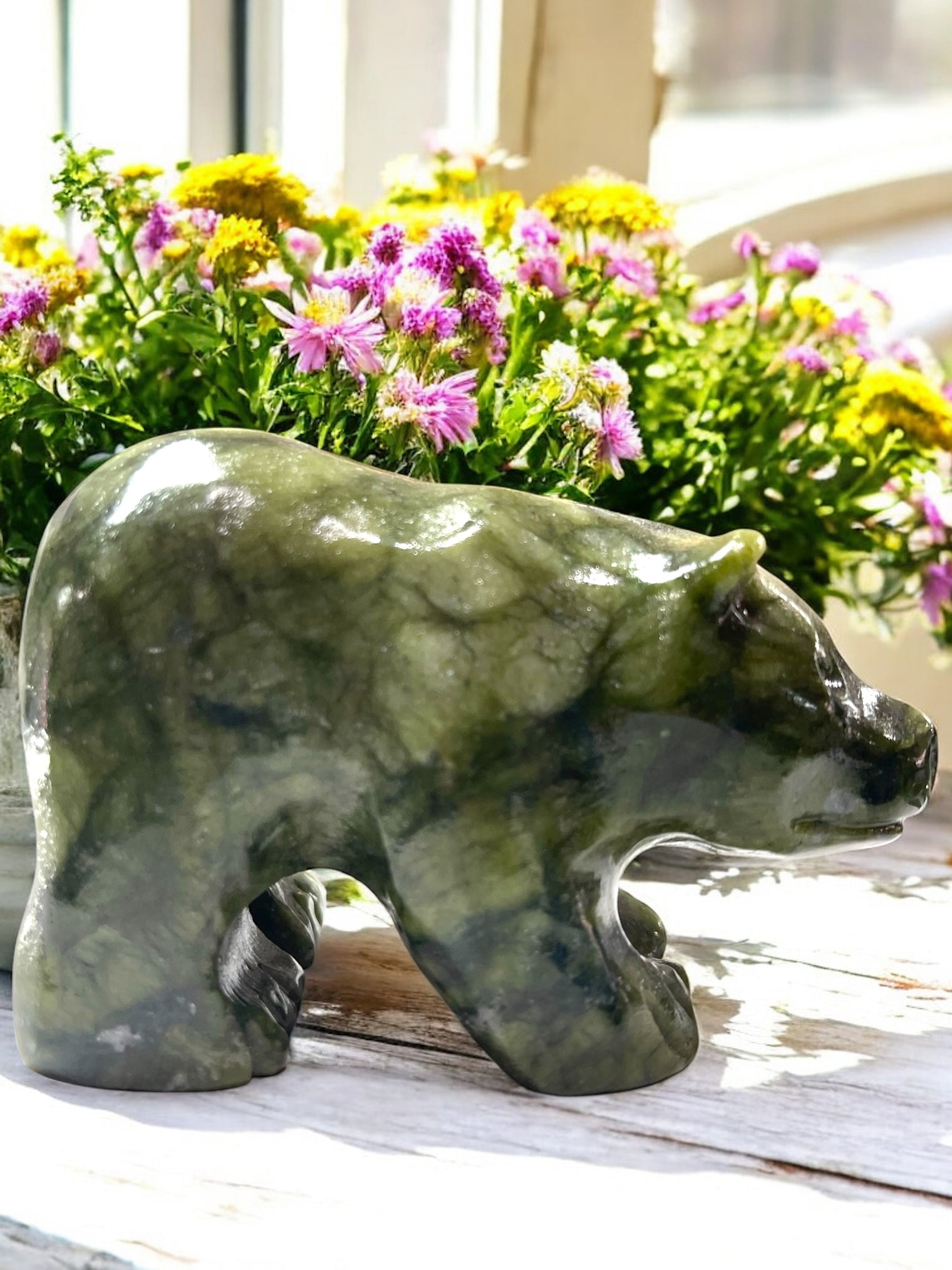 Nephrite Jade Bear Carving for Attracting Wealth, Good Luck & Good Health