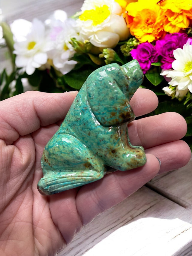 Chrysocolla Dog Carving for Expression, Knowledge & Empowerment