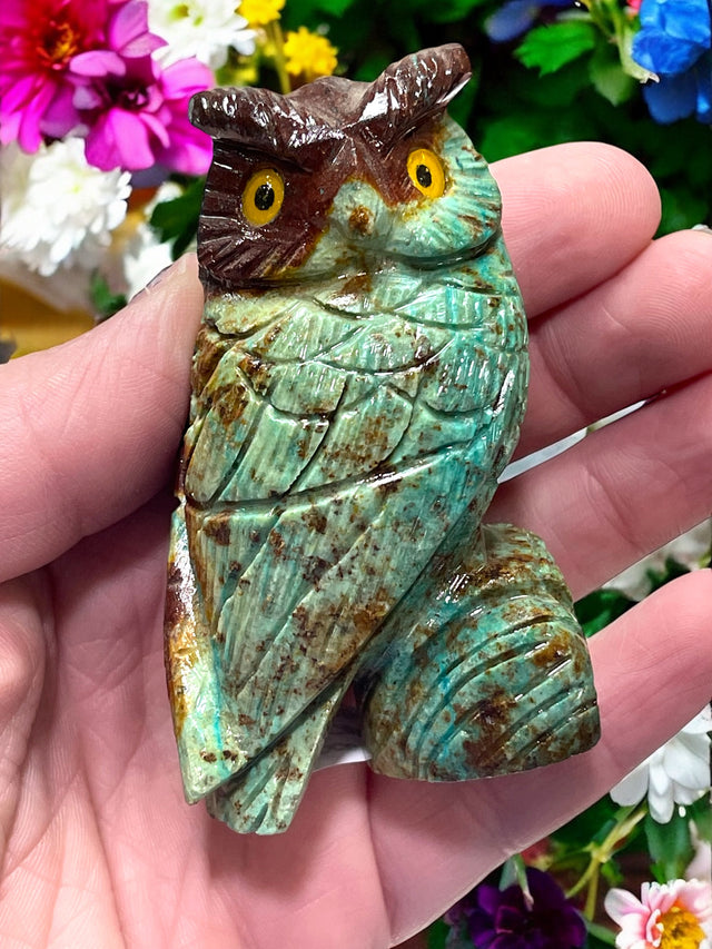 Chrysocolla Owl Carving for Expression, Knowledge & Empowerment