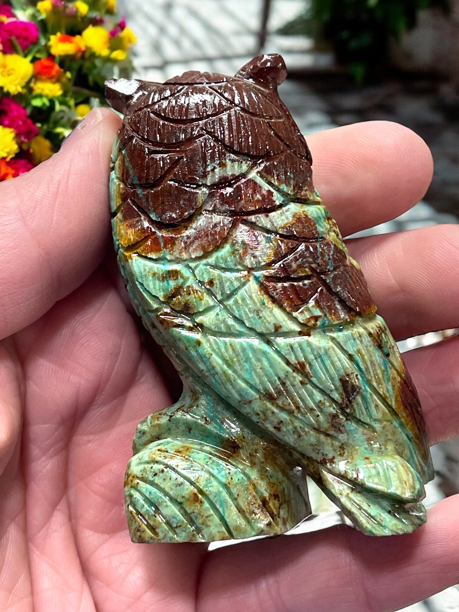 Chrysocolla Owl Carving for Expression, Knowledge & Empowerment