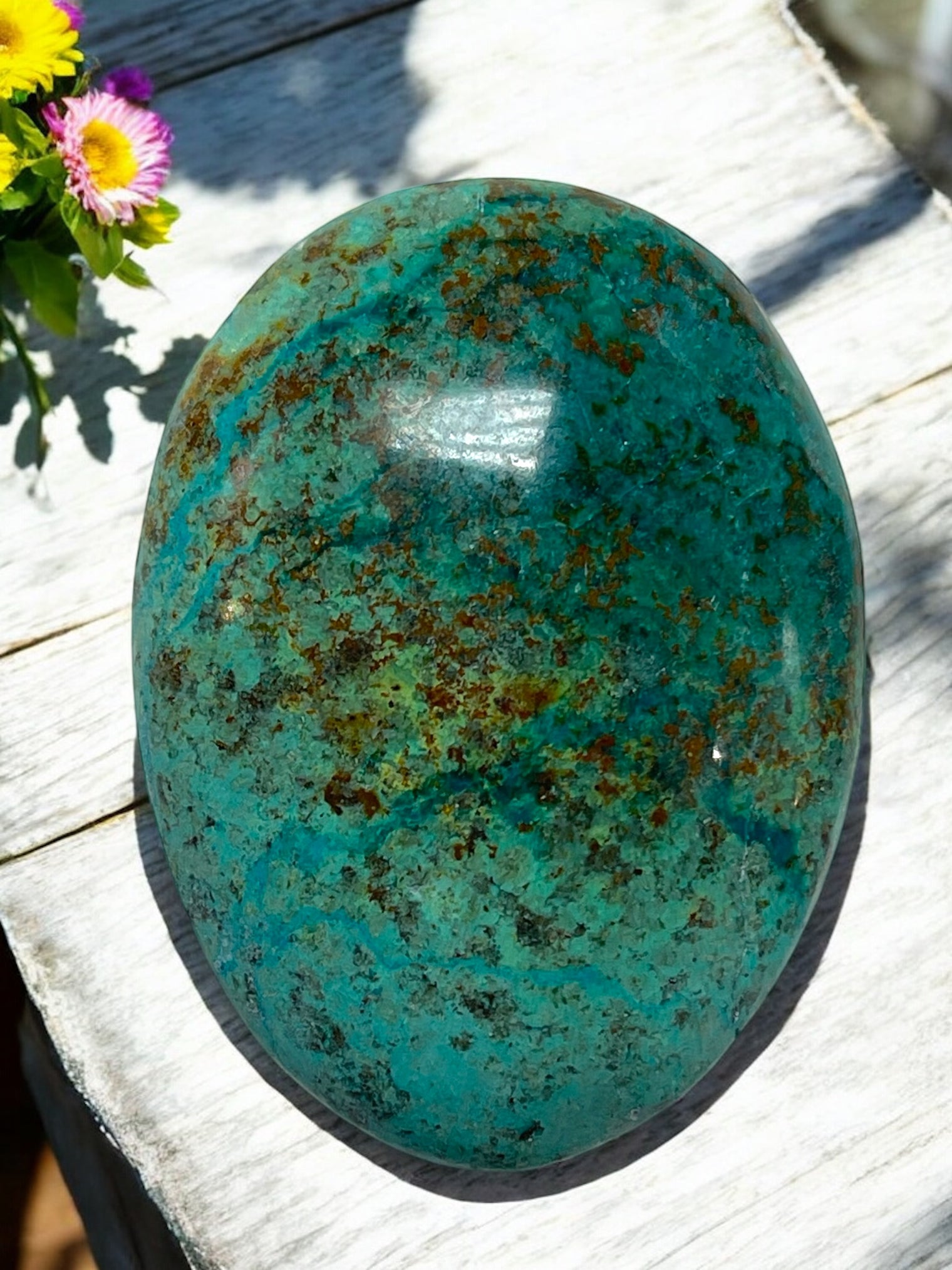 Chrysocolla Palm Stone for Expression, Knowledge & Empowerment
