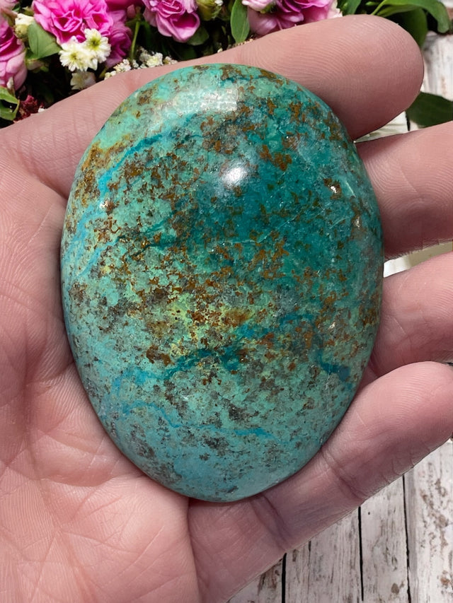 Chrysocolla Palm Stone for Expression, Knowledge & Empowerment