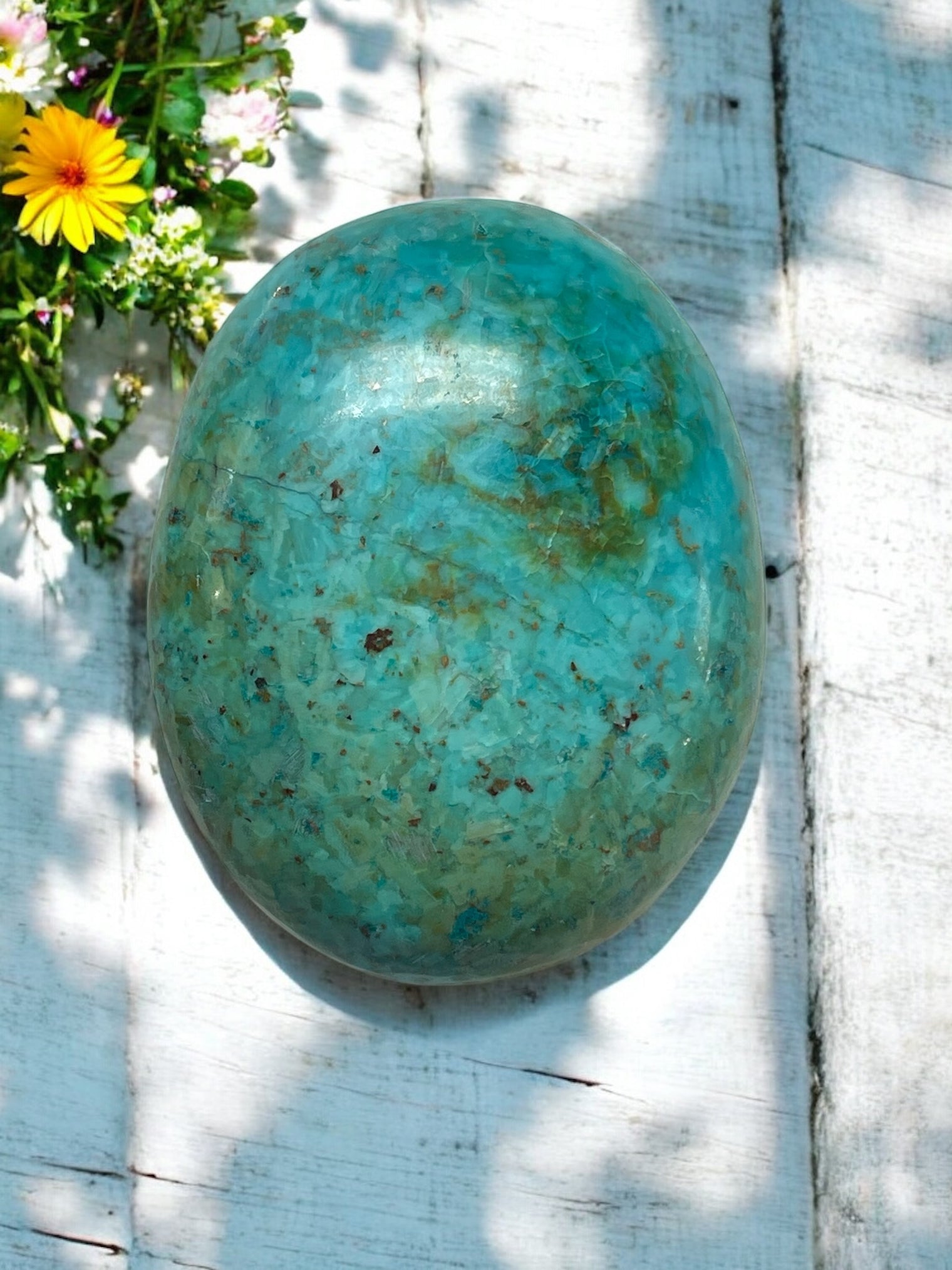 Chrysocolla Palm Stone for Expression, Knowledge & Empowerment