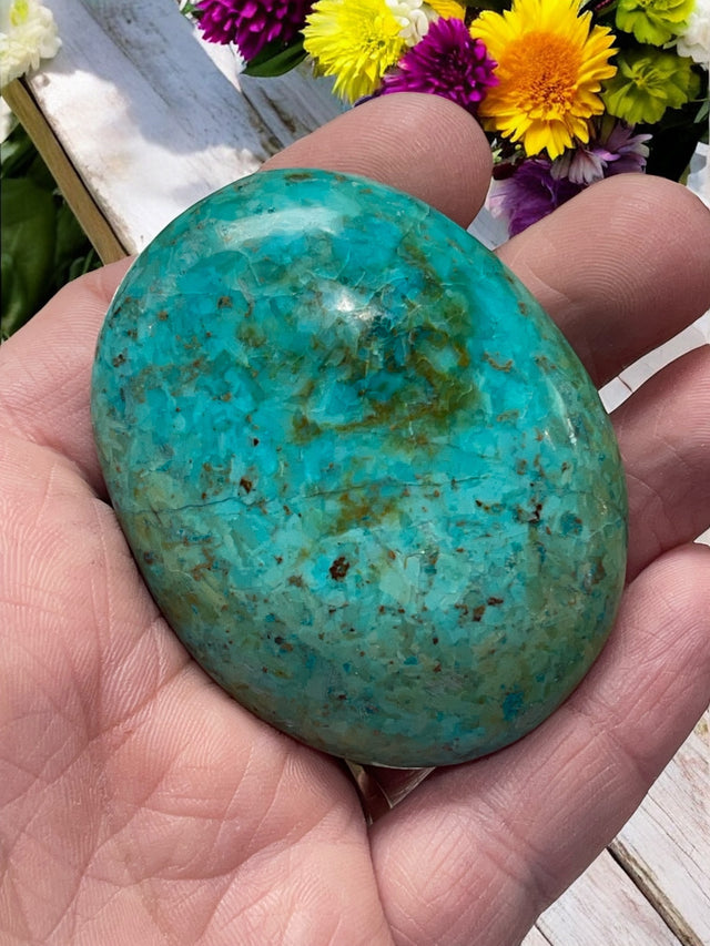 Chrysocolla Palm Stone for Expression, Knowledge & Empowerment