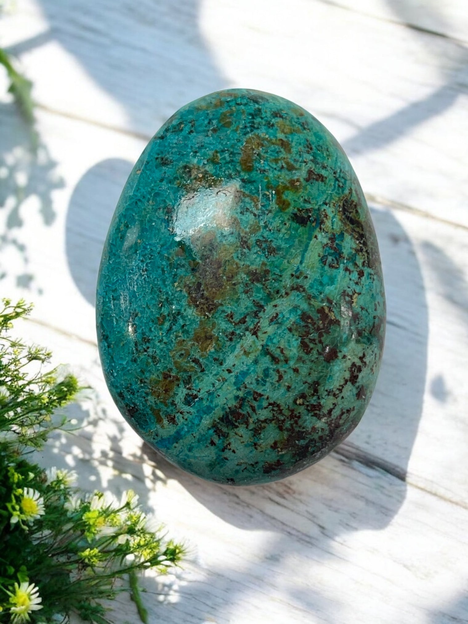Chrysocolla Palm Stone for Expression, Knowledge & Empowerment