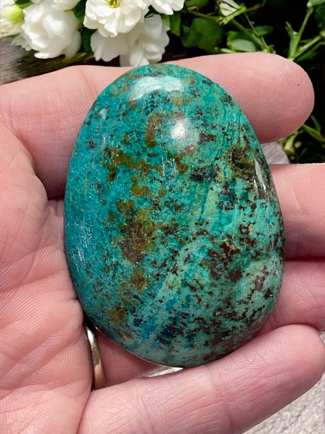 Chrysocolla Palm Stone for Expression, Knowledge & Empowerment