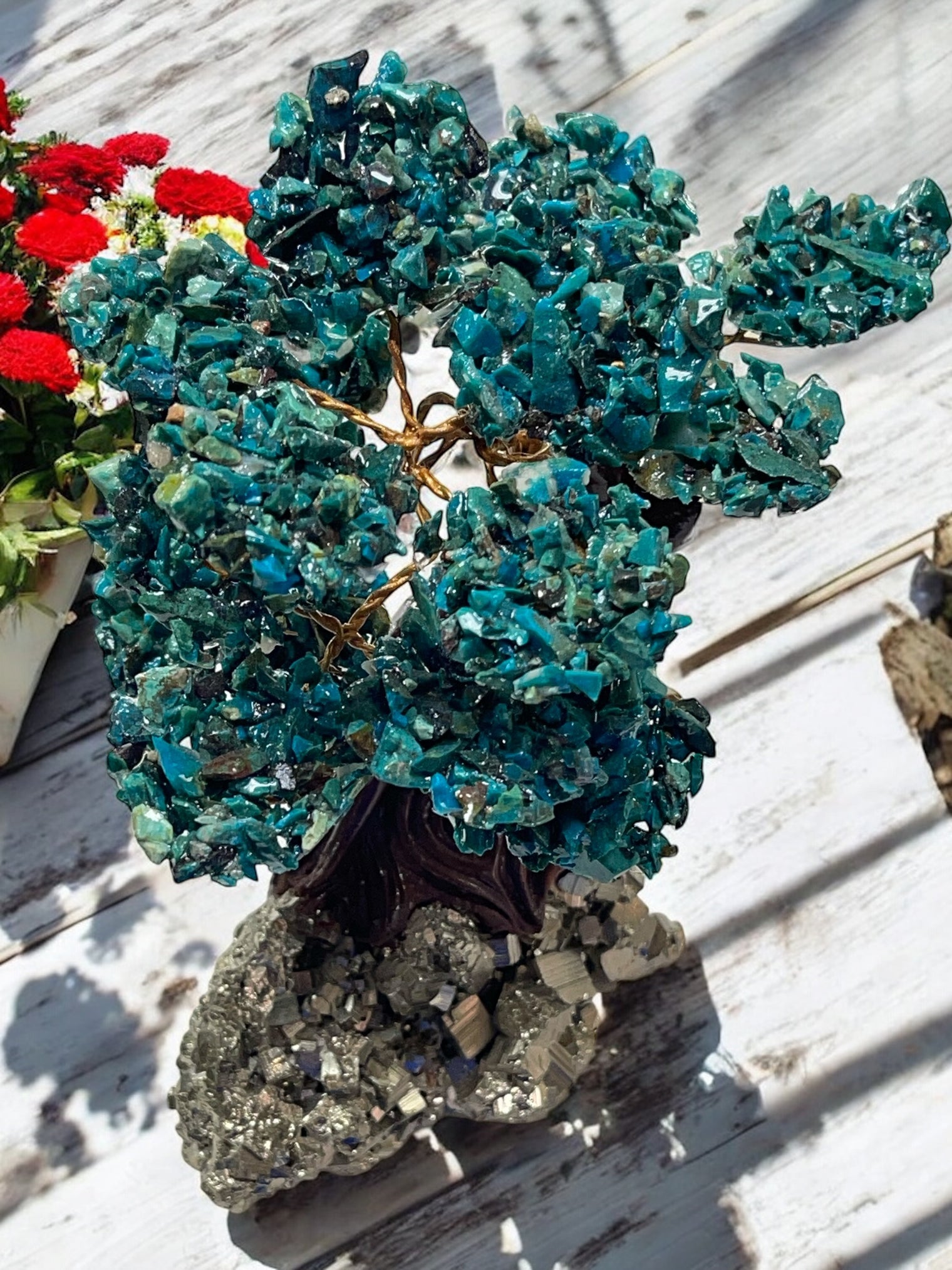 Chrysocolla Tree on Pyrite for Expression, Knowledge & Empowerment