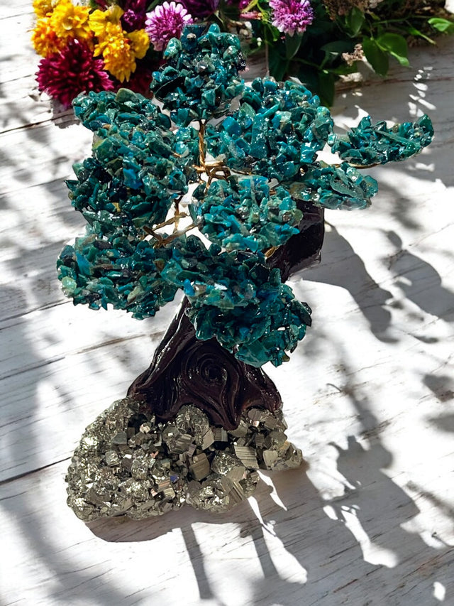 Chrysocolla Tree on Pyrite for Expression, Knowledge & Empowerment