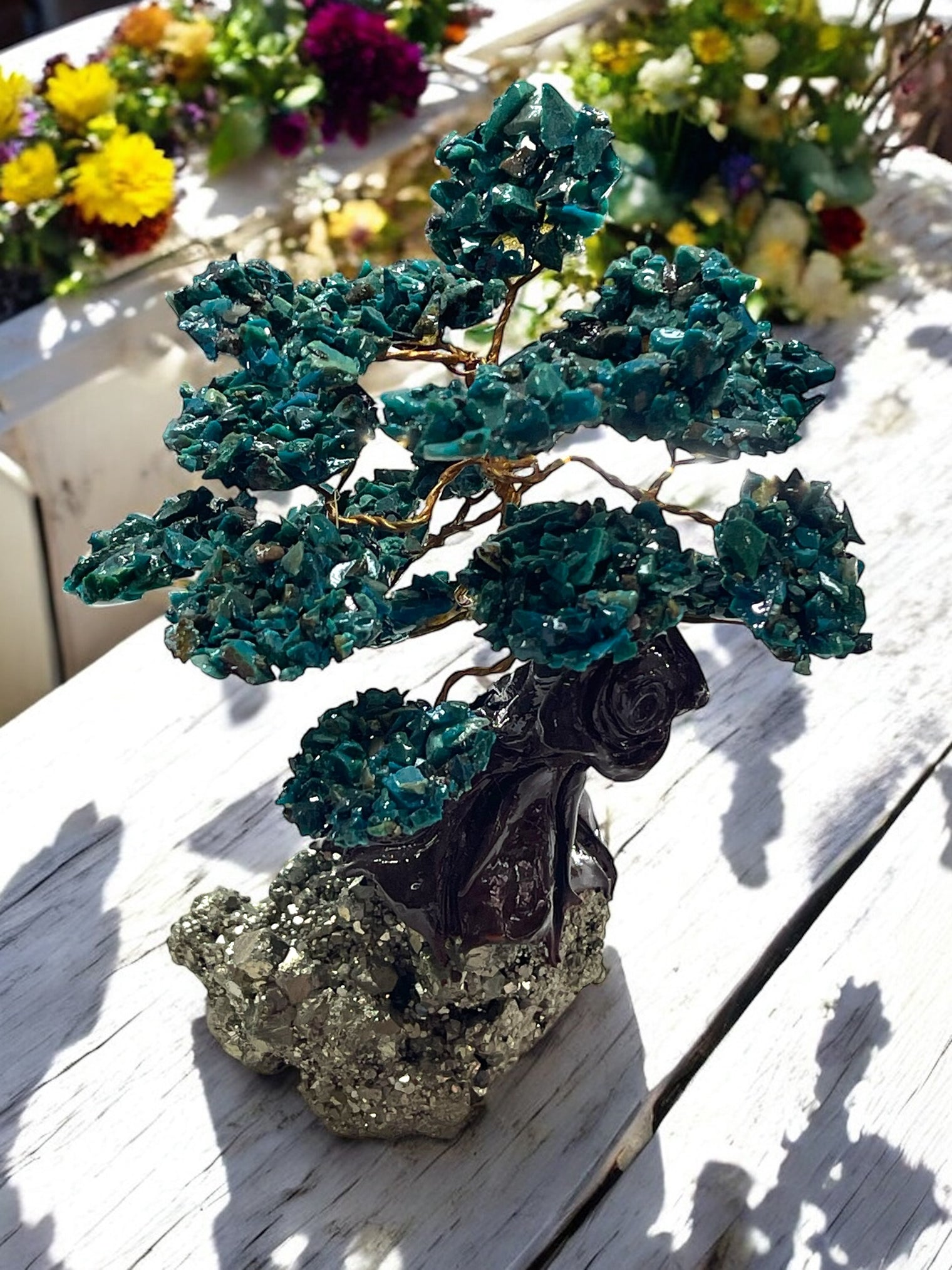 Chrysocolla Tree on Pyrite for Expression, Knowledge & Empowerment