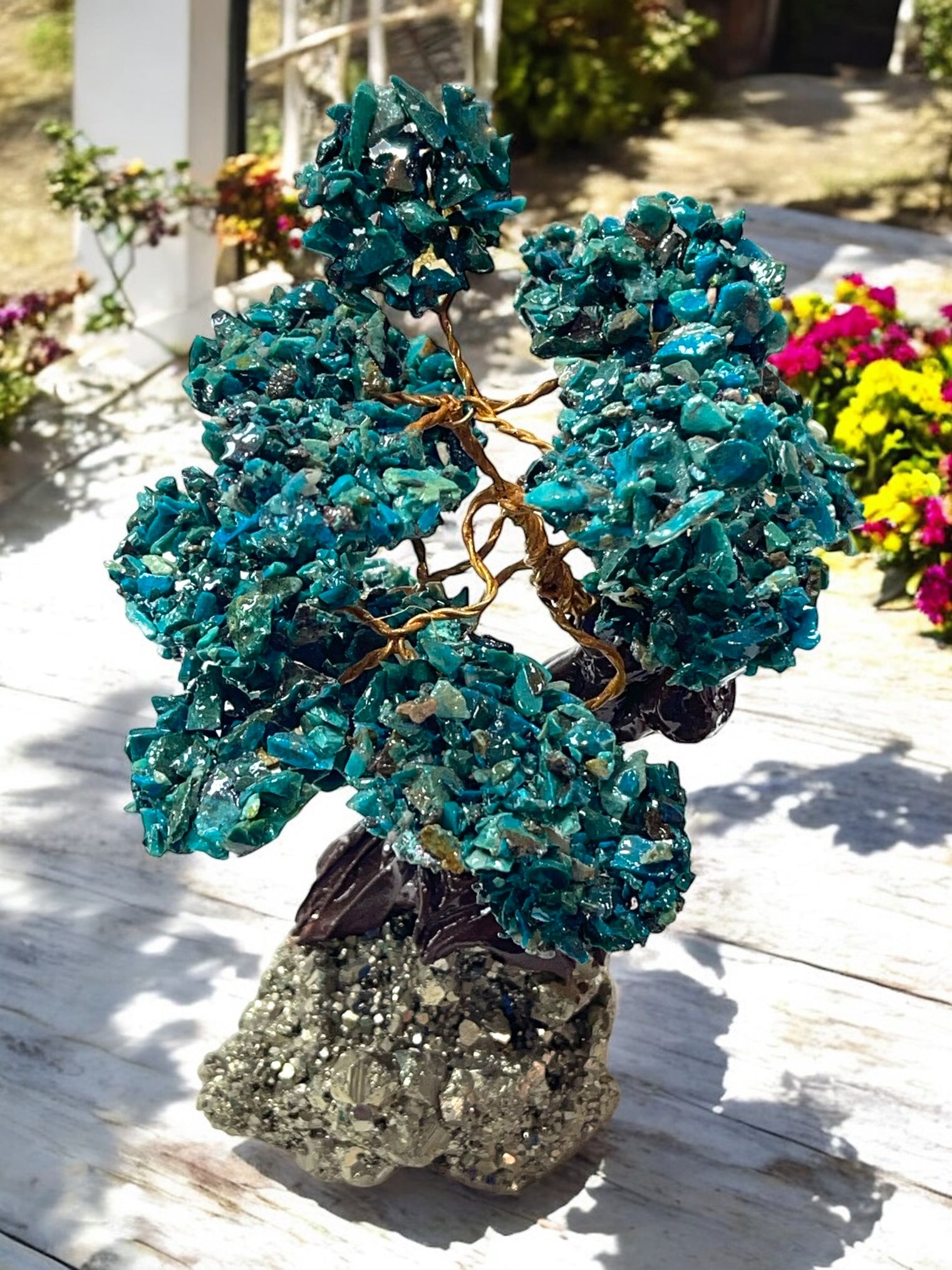 Chrysocolla Tree on Pyrite for Expression, Knowledge & Empowerment