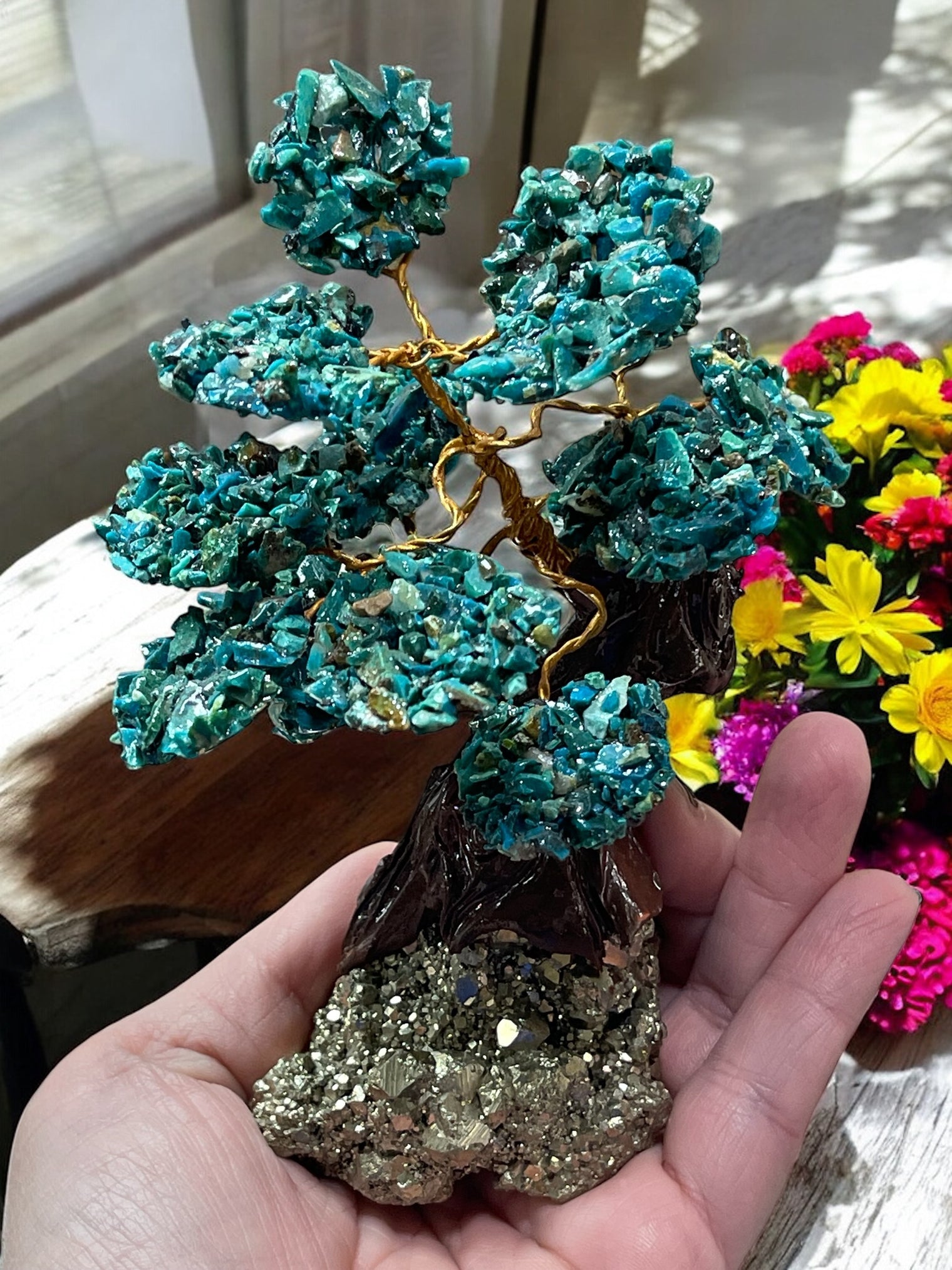 Chrysocolla Tree on Pyrite for Expression, Knowledge & Empowerment