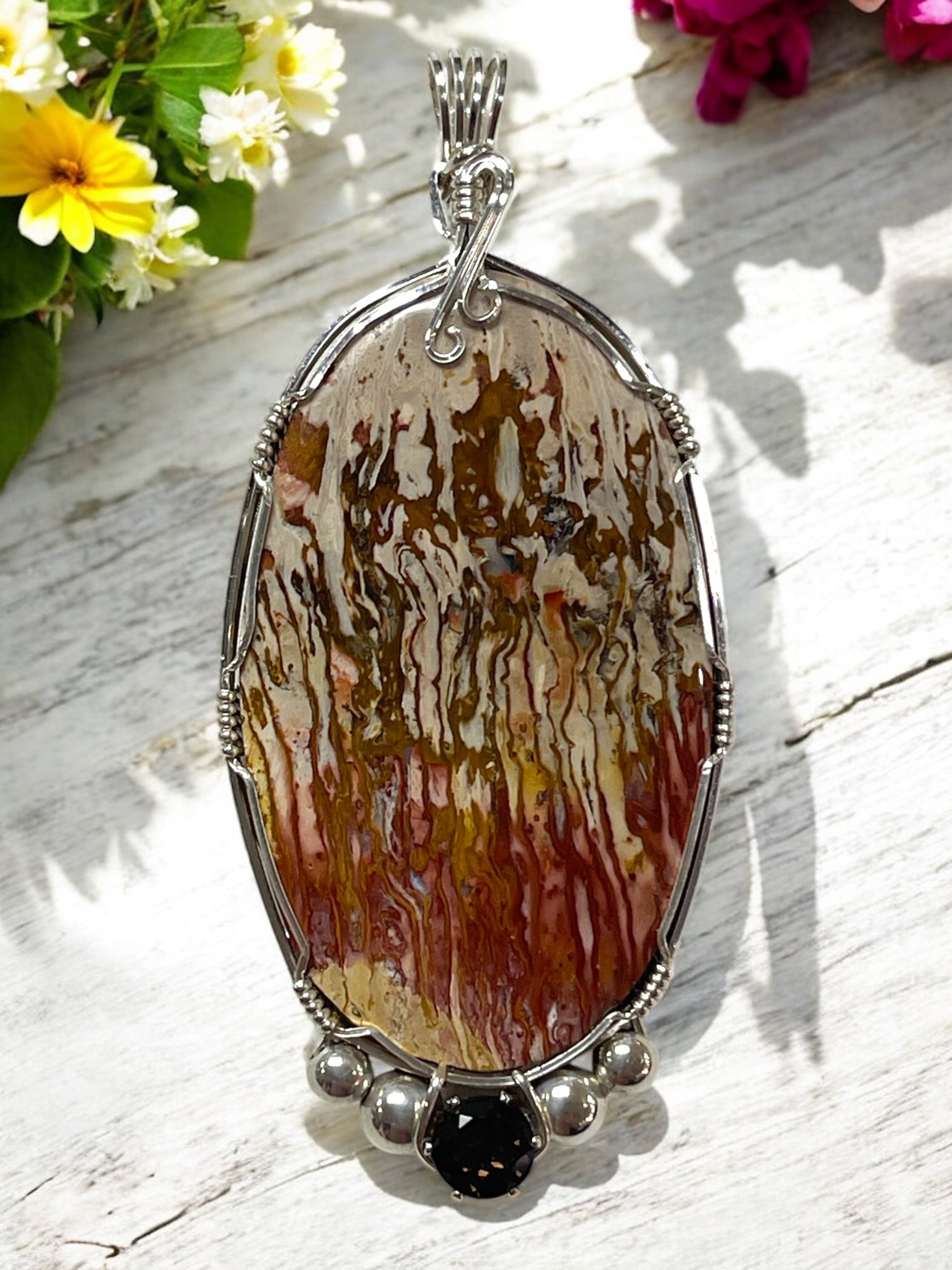 Sumatran Palm Wood with Smokey Quartz Accent Stone for Overcoming Limitations & Strength in Difficult Situations