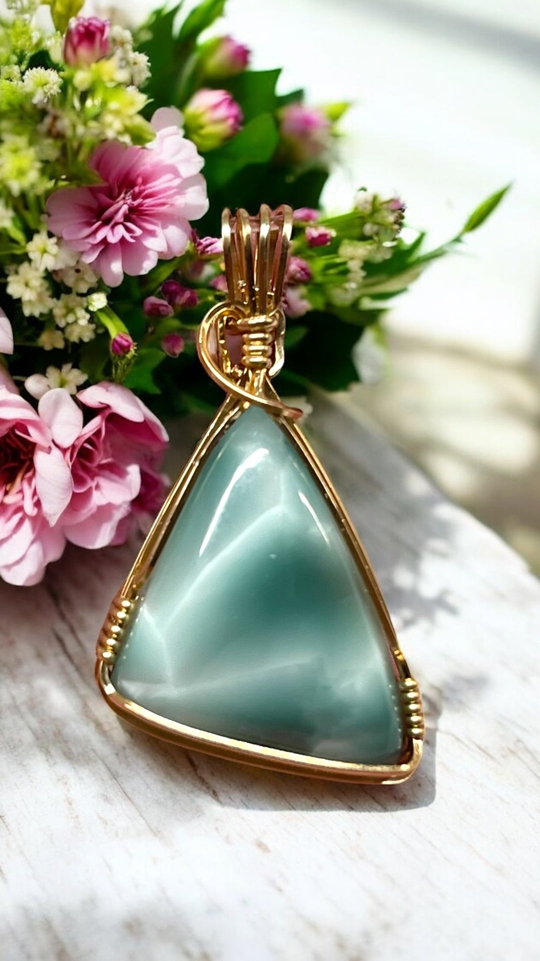 Green Angelite Pendant for Serene Energy, Compassion & Energy Work