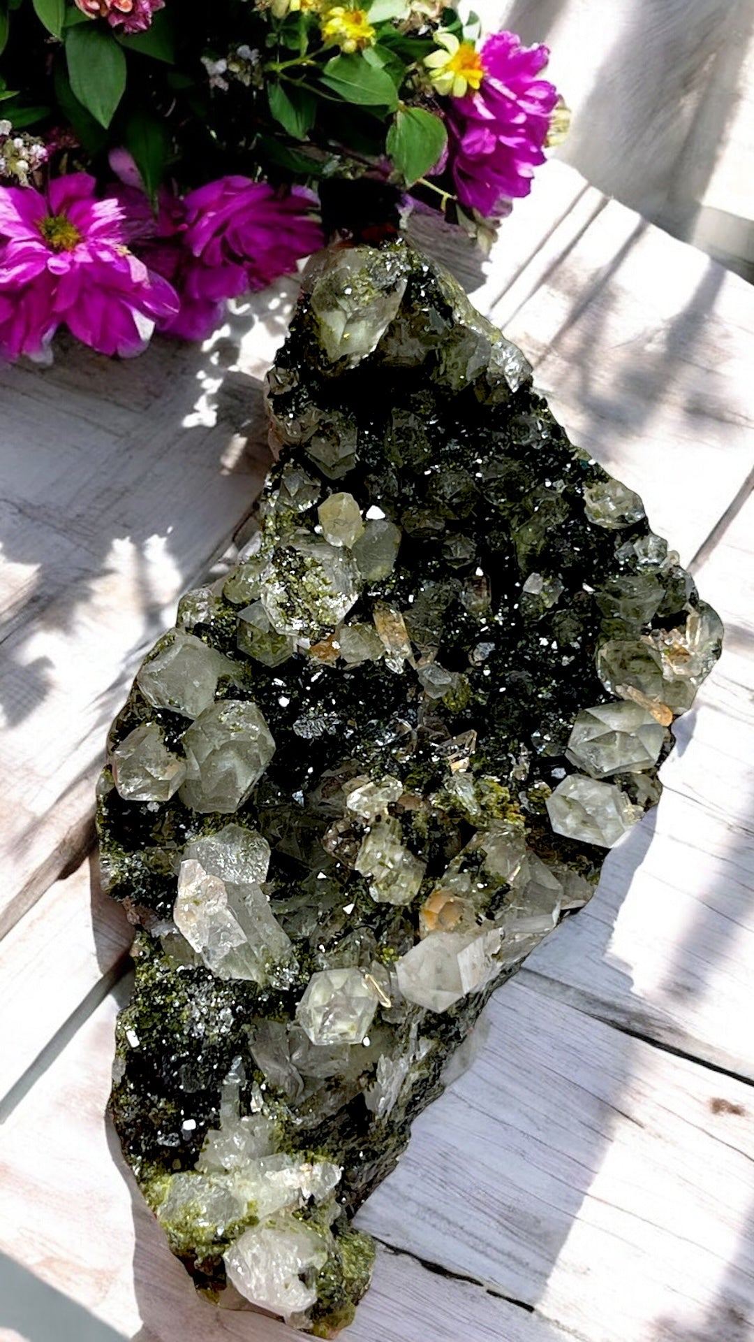 Epidote and Quartz for Abundance, Manifesting & Positive Outlook