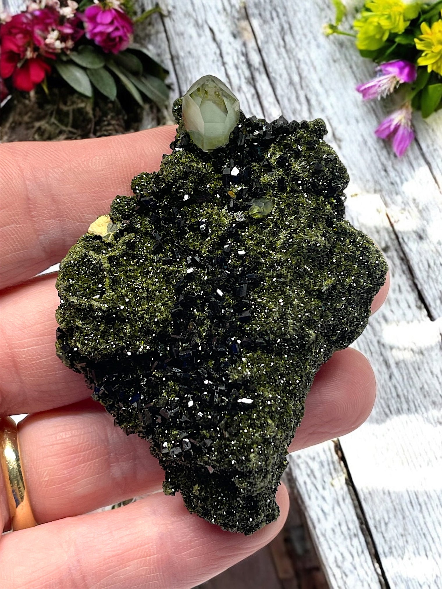 Epidote and Quartz for Abundance, Manifesting & Positive Outlook