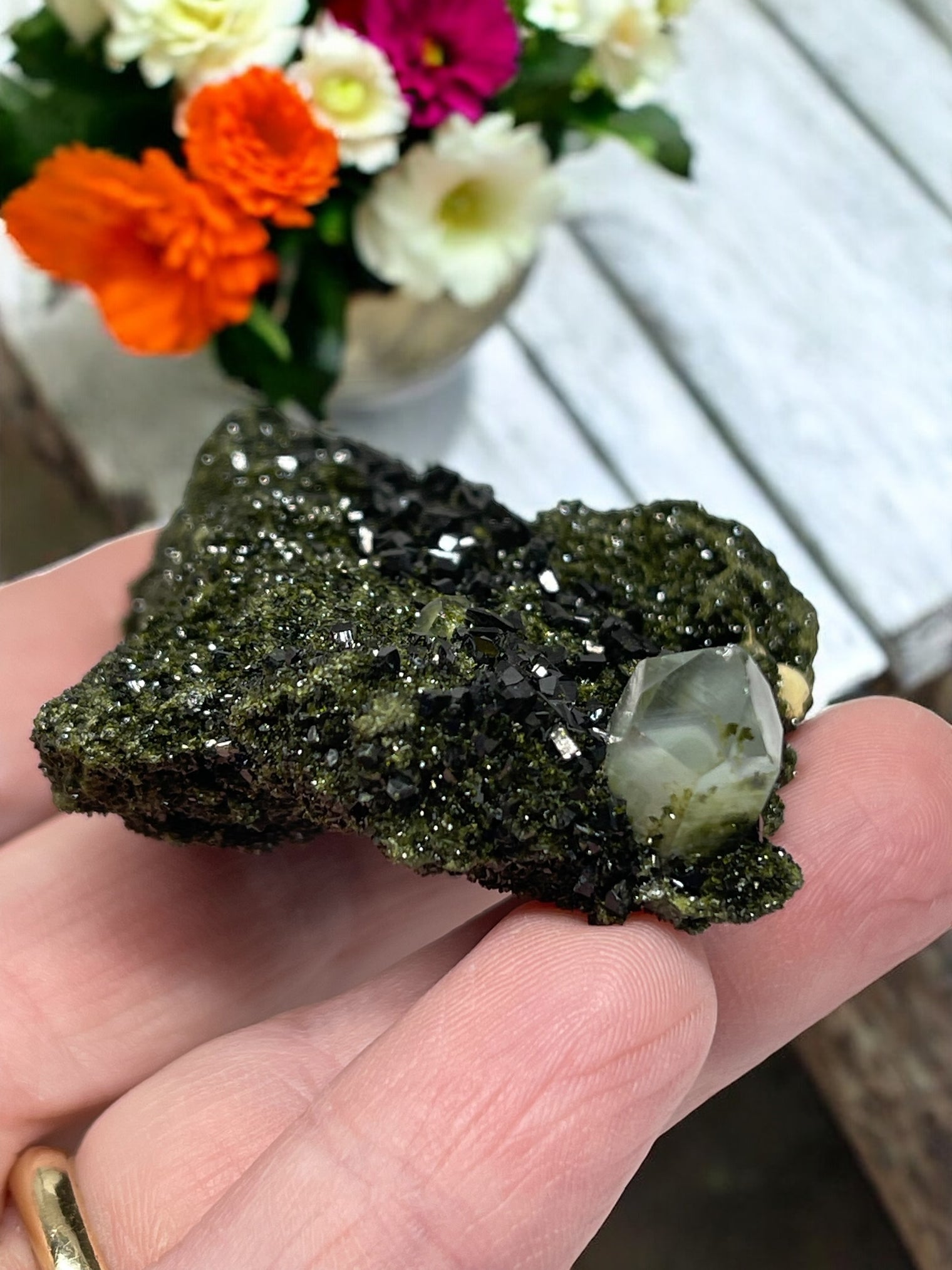 Epidote and Quartz for Abundance, Manifesting & Positive Outlook