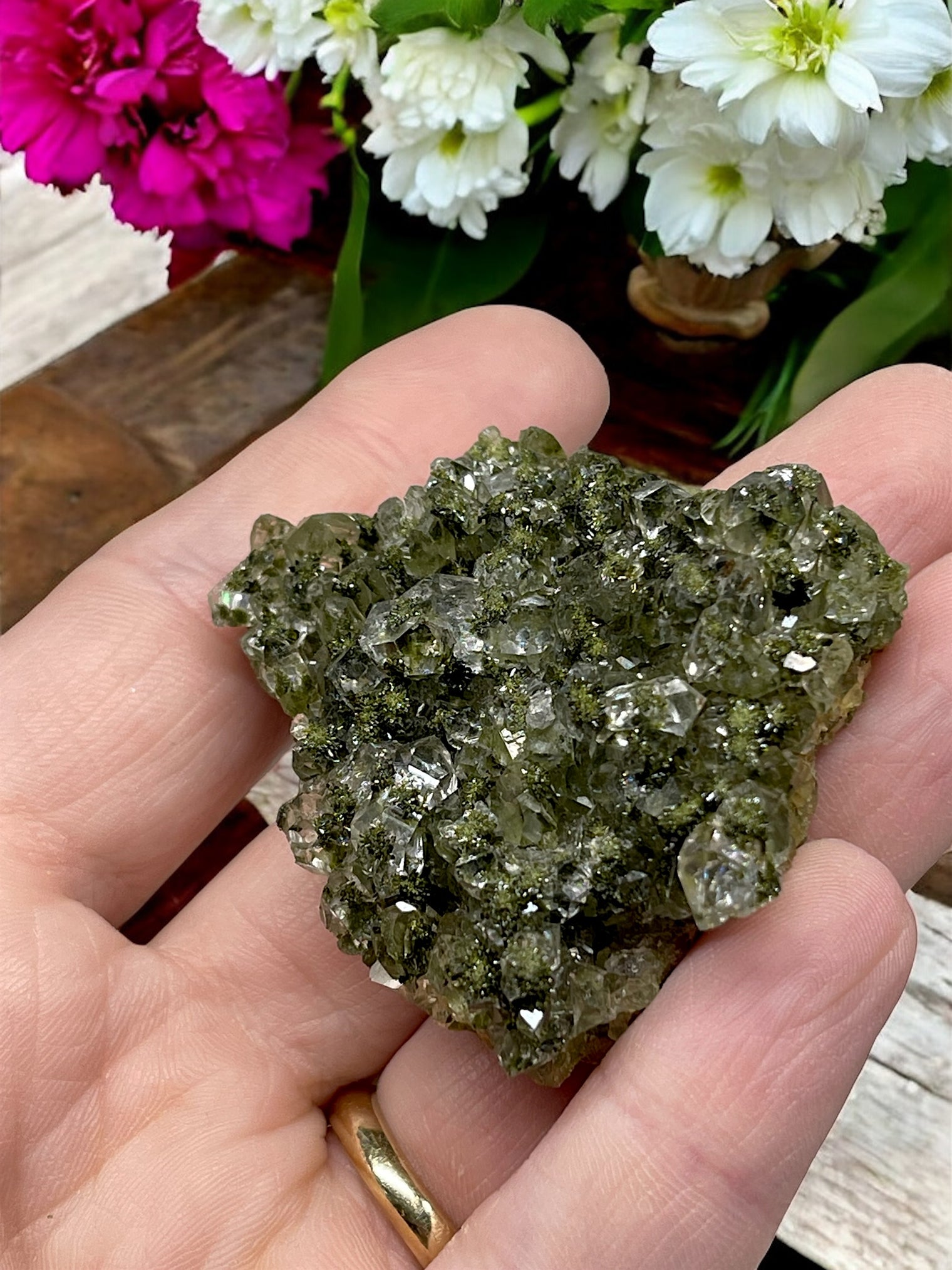 Epidote and Quartz for Abundance, Manifesting & Positive Outlook