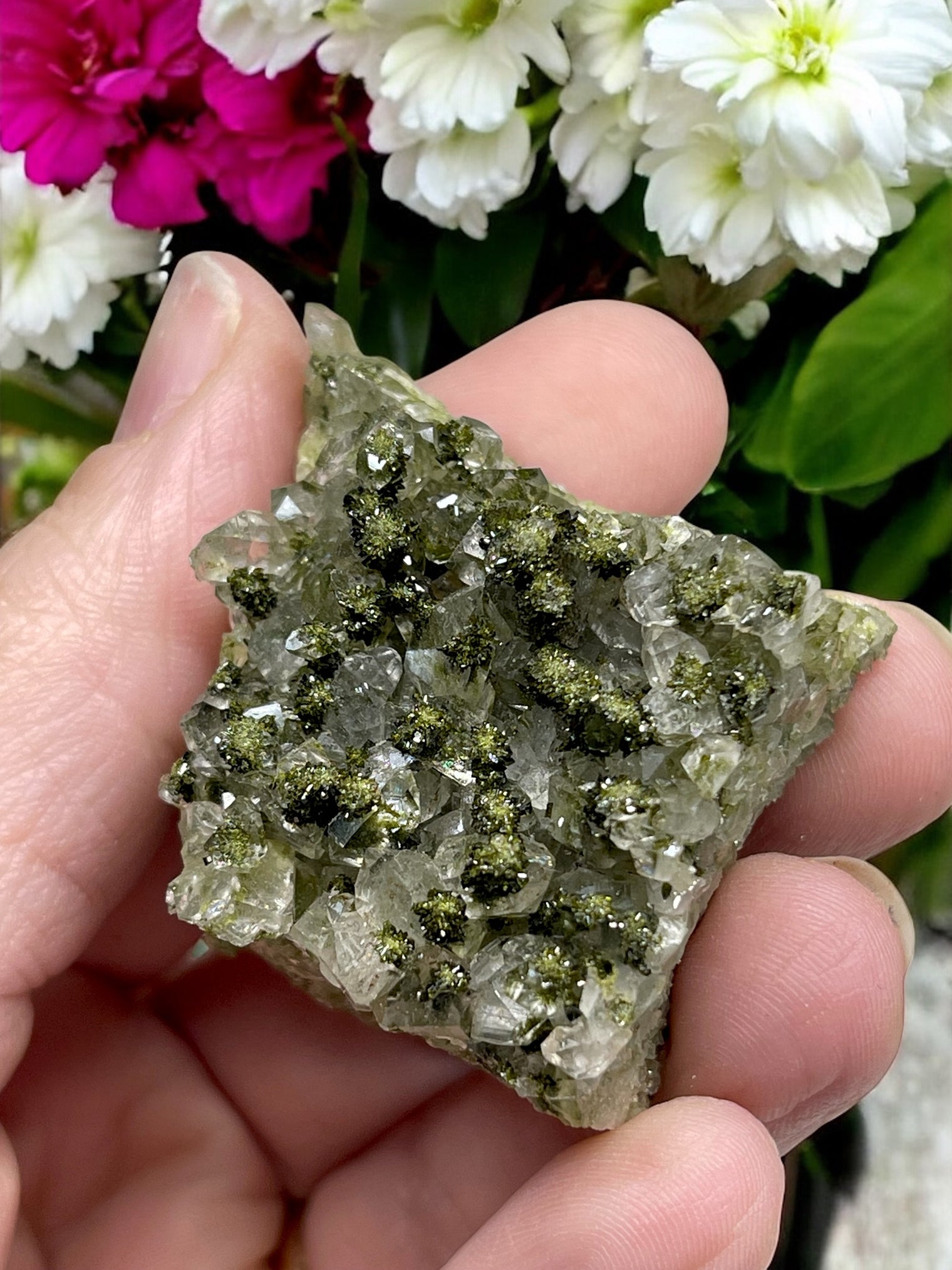 Epidote and Quartz for Abundance, Manifesting & Positive Outlook