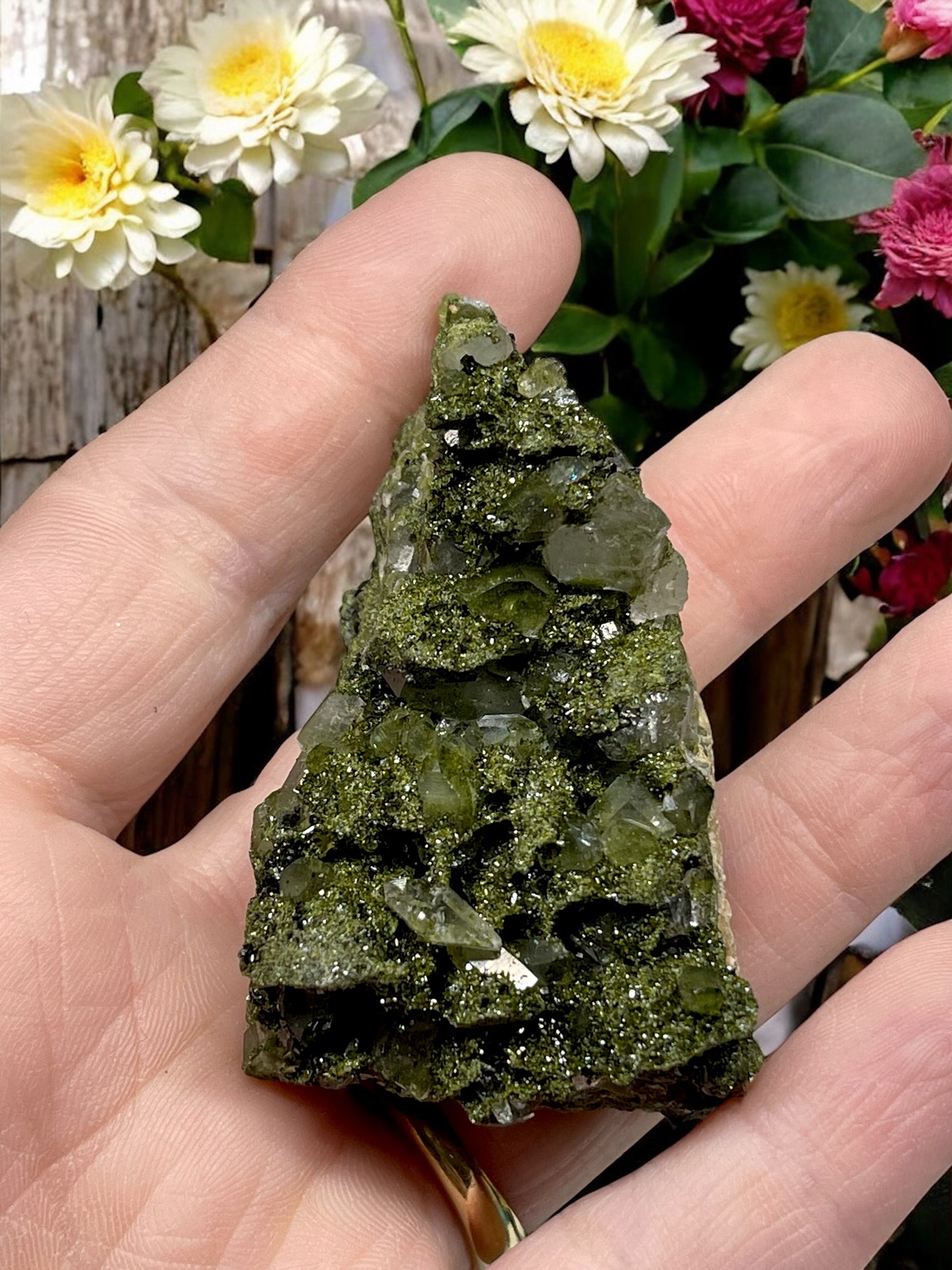 Epidote and Quartz for Abundance, Manifesting & Positive Outlook
