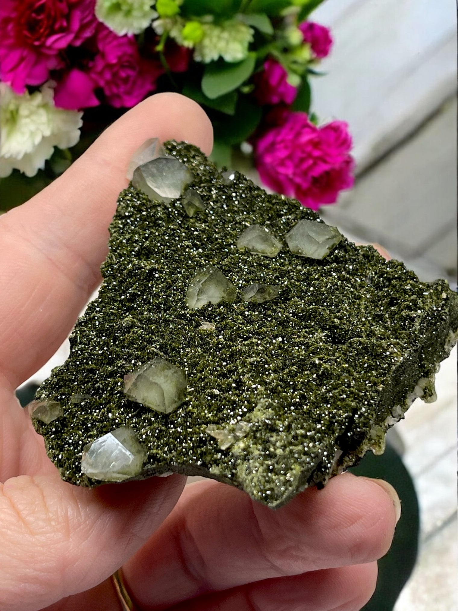 Epidote and Quartz for Abundance, Manifesting & Positive Outlook