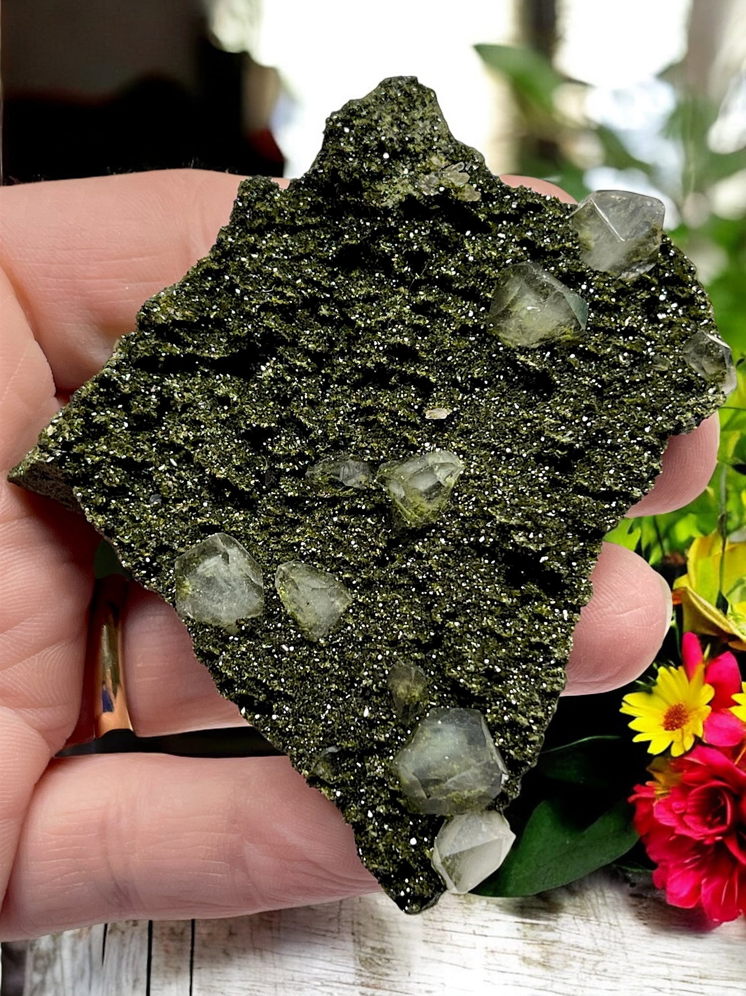 Epidote and Quartz for Abundance, Manifesting & Positive Outlook