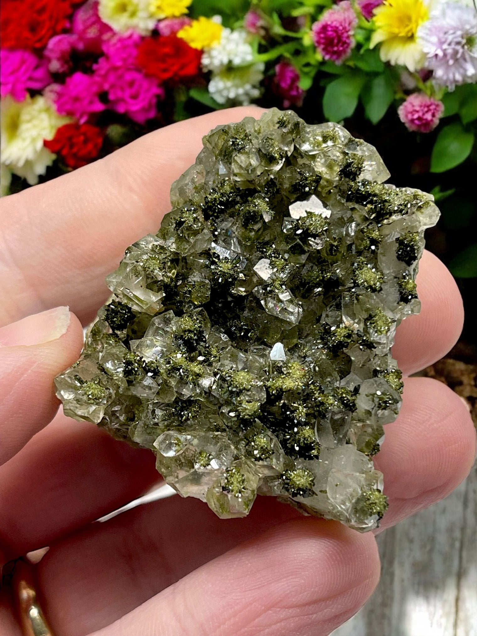 Epidote and Quartz for Abundance, Manifesting & Positive Outlook