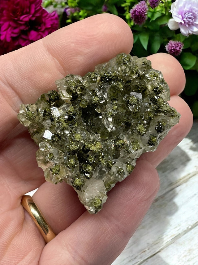 Epidote and Quartz for Abundance, Manifesting & Positive Outlook
