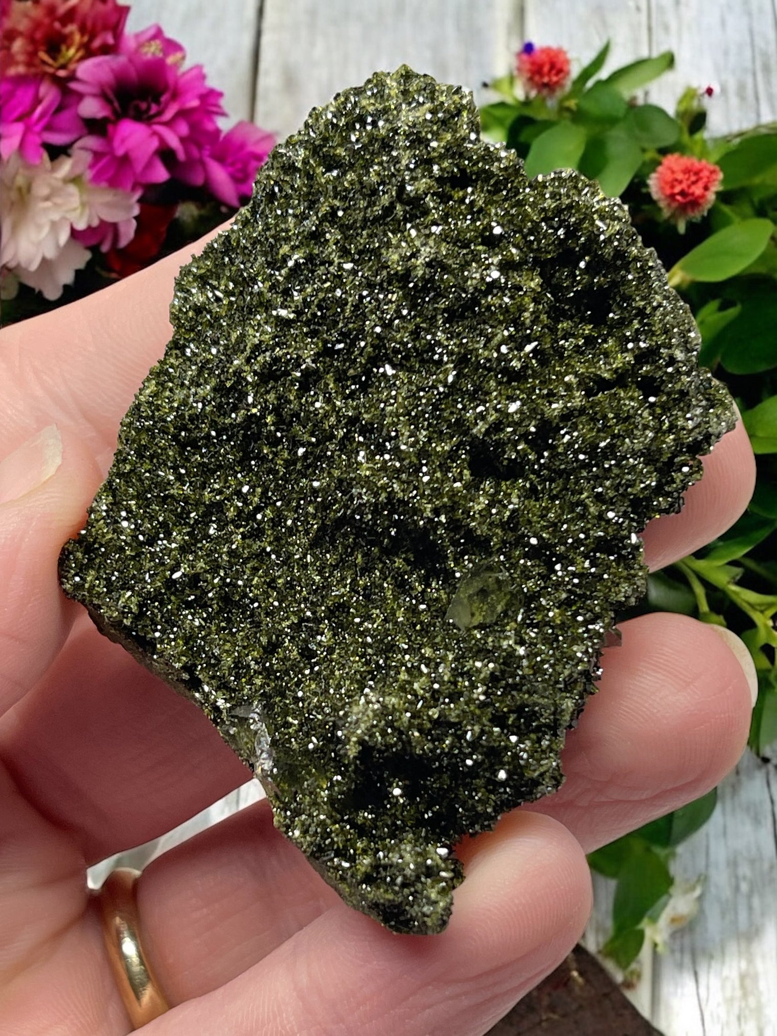 Epidote and Quartz for Abundance, Manifesting & Positive Outlook