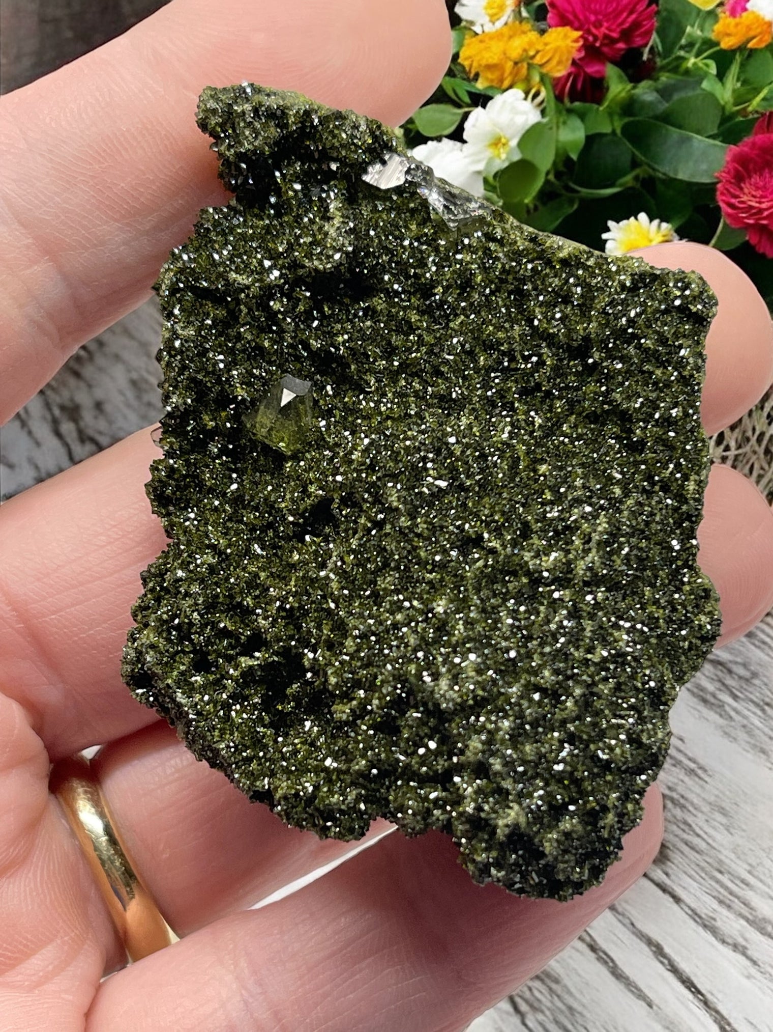 Epidote and Quartz for Abundance, Manifesting & Positive Outlook