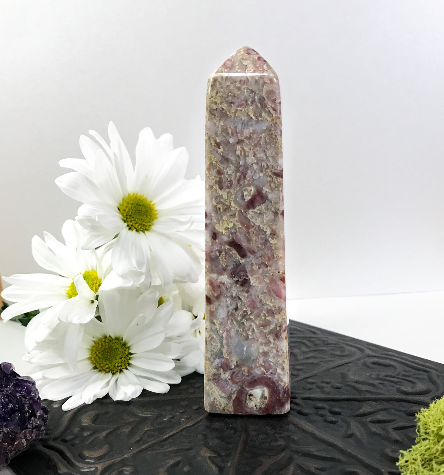Strawberry Jasper Crystal Point for Love, Aids in Romance & Promotes Grace Under Pressure