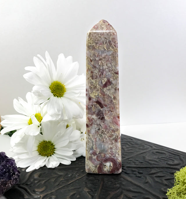 Strawberry Jasper Crystal Point for Love, Aids in Romance & Promotes Grace Under Pressure