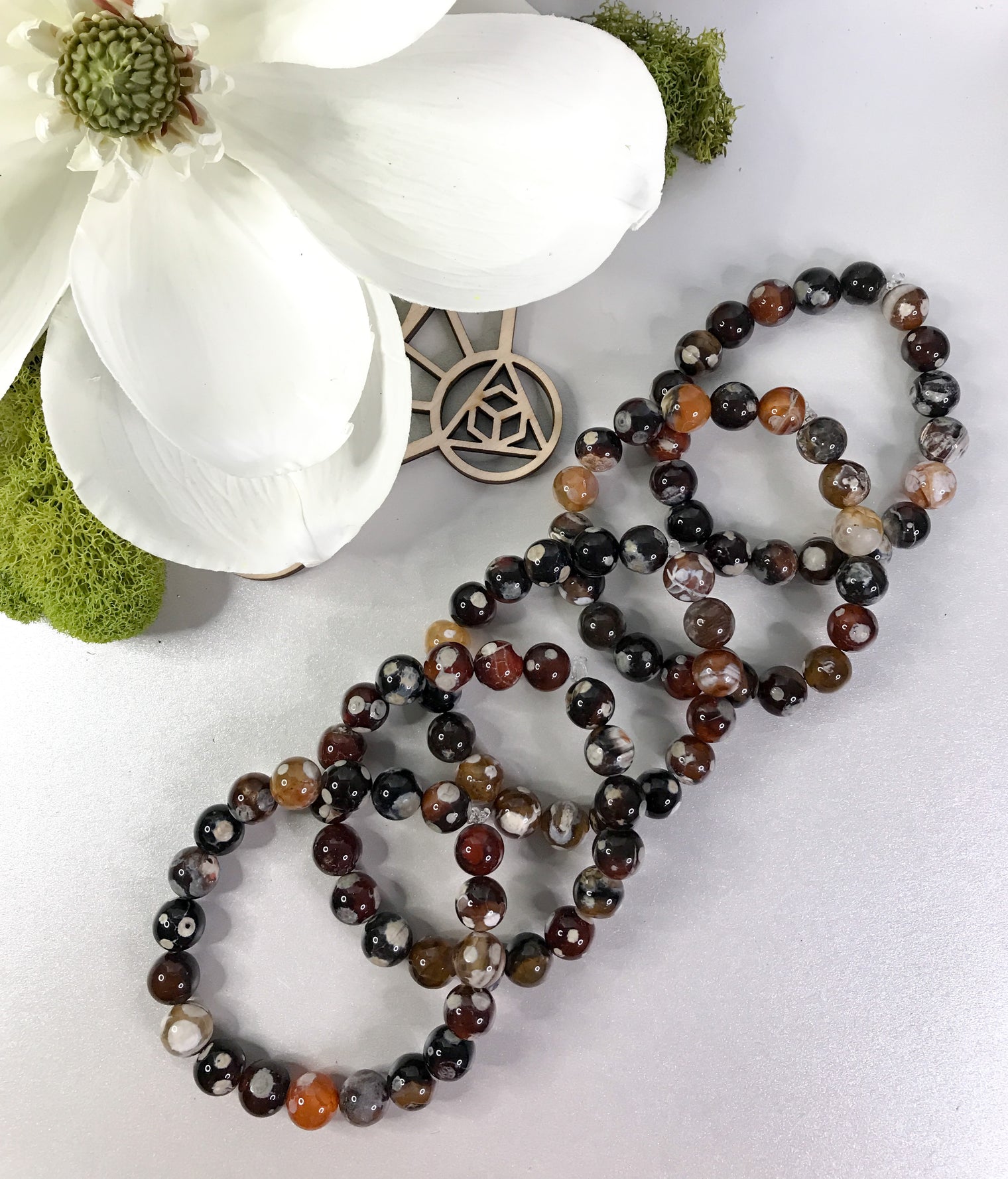 Petrified Peanut Wood Gemstone Bracelet for Strength, Will Power and Security