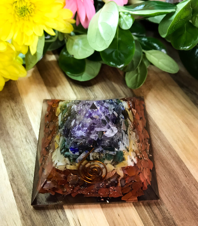 Chakra Orgonite Pyramid for Aligning & Cleansing Your Chakra's