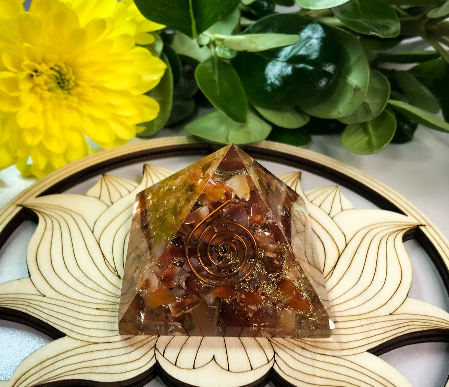 Carnelian Orgonite Pyramid for Motivation, Analytic Abilities & Sharpens Concentration