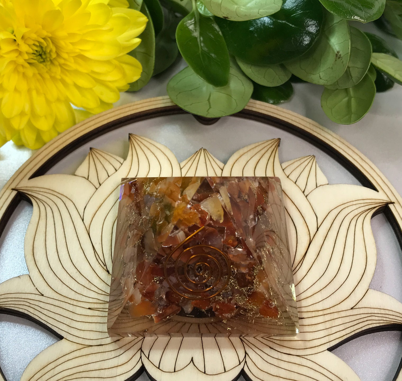 Carnelian Orgonite Pyramid for Motivation, Analytic Abilities & Sharpens Concentration