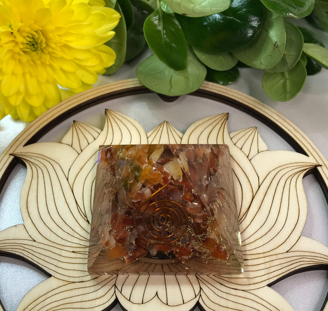 Carnelian Orgonite Pyramid for Motivation, Analytic Abilities & Sharpens Concentration