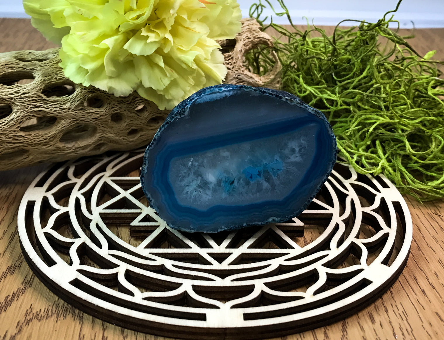 Blue Agate Geode Half for Helping You to Accept Yourself As You Are & Courage