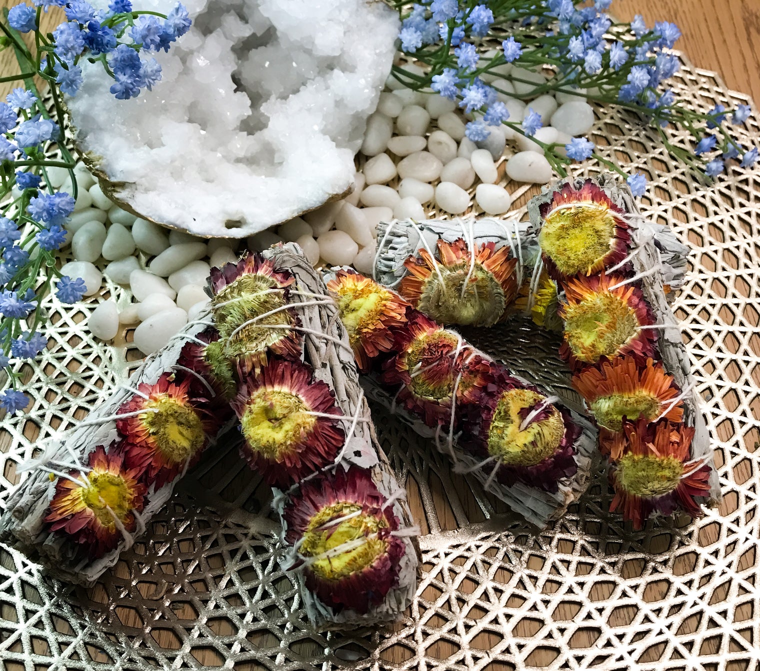 Purple Coneflower & White Sage Smudge Stick for Spiritual Fortitude, Inner Strength & Courage