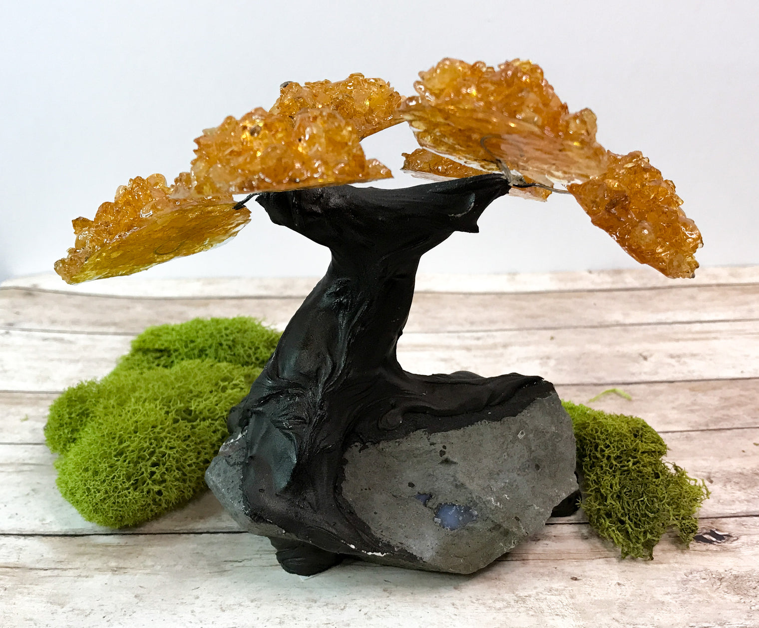 Citrine Gem Tree on Amethyst Cluster for Self Esteem, Self Confidence and Self Expression