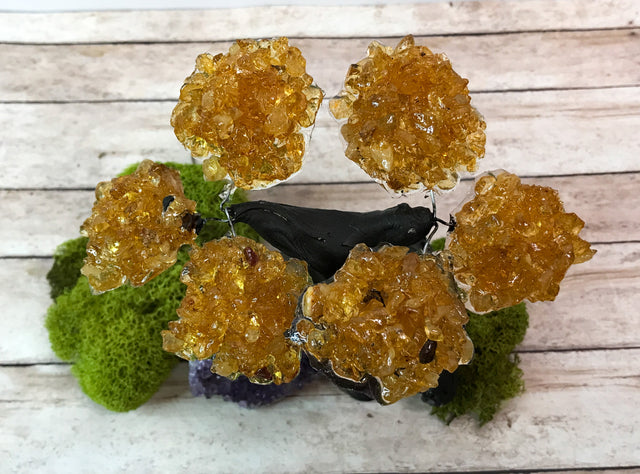 Citrine Gem Tree on Amethyst Cluster for Self Esteem, Self Confidence and Self Expression