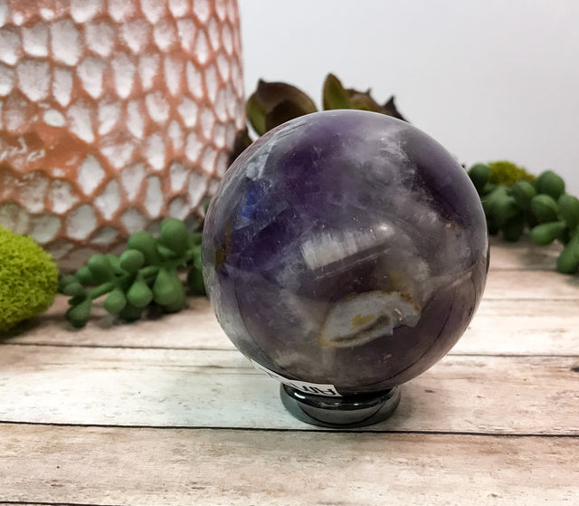 Chevron Amethyst Sphere for Opening Your Third Eye, Intuition & Creativity