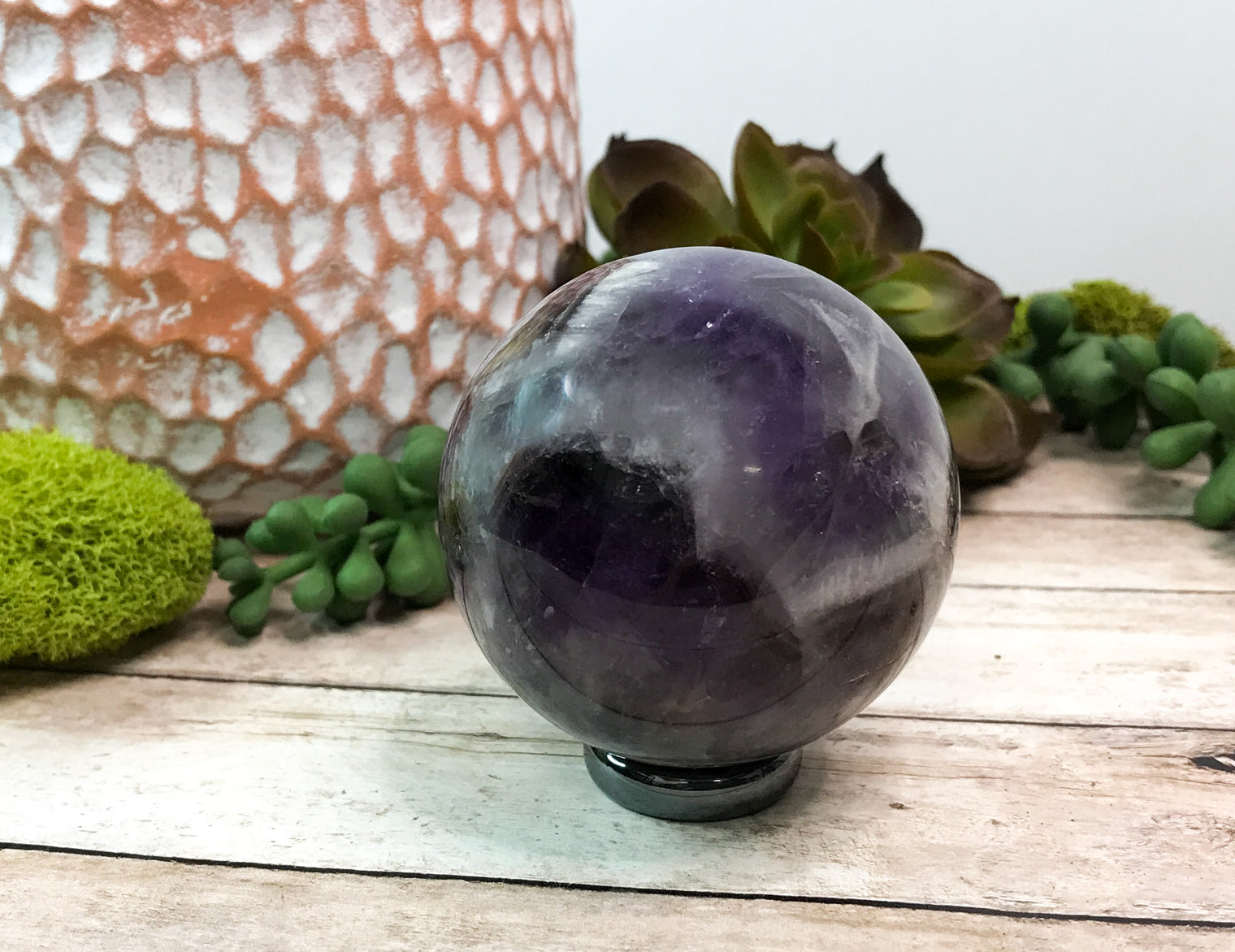 Chevron Amethyst Sphere for Opening Your Third Eye, Intuition & Creativity