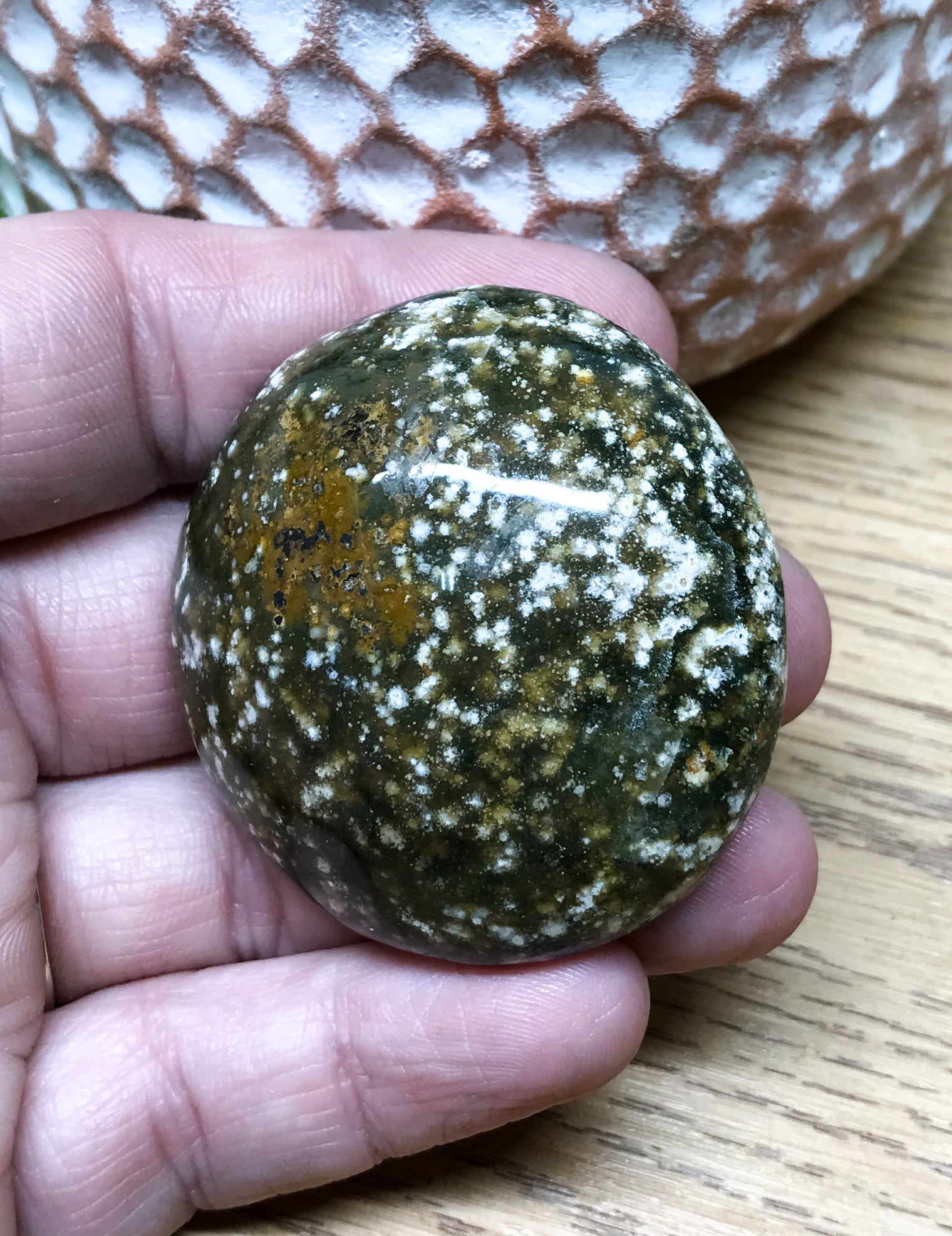 Ocean Jasper Palm Stones for Promoting an Optimistic Outlook, Communication & Uplifting Energy