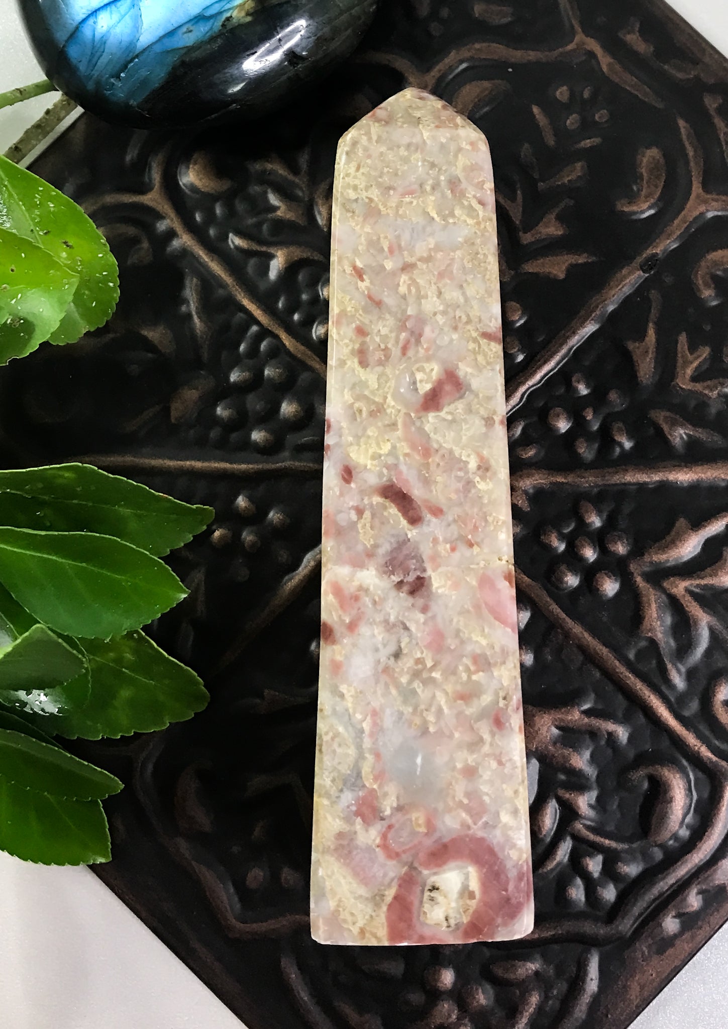 Strawberry Jasper Crystal Point for Love, Aids in Romance & Promotes Grace Under Pressure