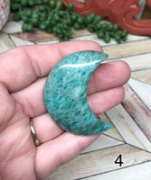 Amazonite Crescent Moon Palm Stone for Communication, Objectivity & Inner Conflicts