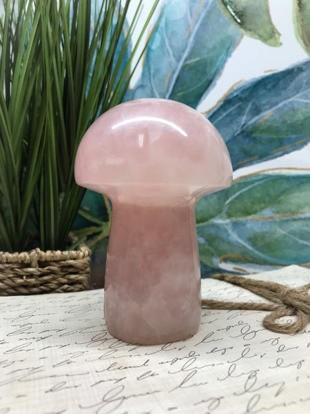 Rose Quartz Mushroom for Relationships, Self Confidence & Self Love