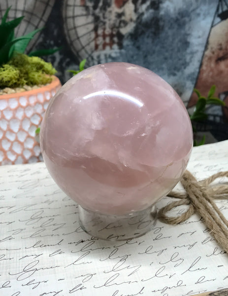 Rose Quartz Sphere for Relationships, Self Confidence & Self Love