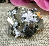 Iron Pyrite Mineral Specimen with Quartz Cluster for Boosting Energy Levels, Attracts Abundance & Helps You To Live Life To The Fullest