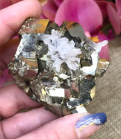 Iron Pyrite Mineral Specimen with Quartz Cluster for Boosting Energy Levels, Attracts Abundance & Helps You To Live Life To The Fullest