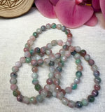 Multicolored Jade Gemstone Bracelet for Metabolism, Inner Strength & Stability